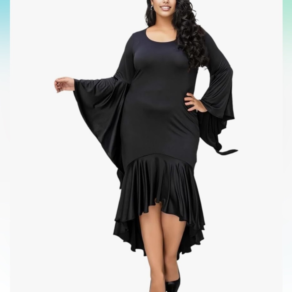 Amazon Flowy Witchy Women's Black Lace Back Maxi Dress Size XXL New - Picture 1 of 6